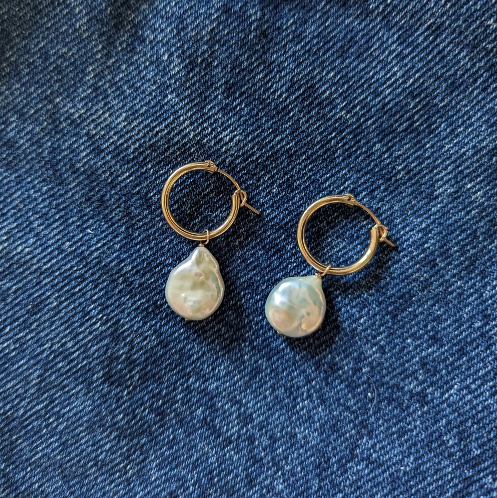 Baroque Pearl Hoops